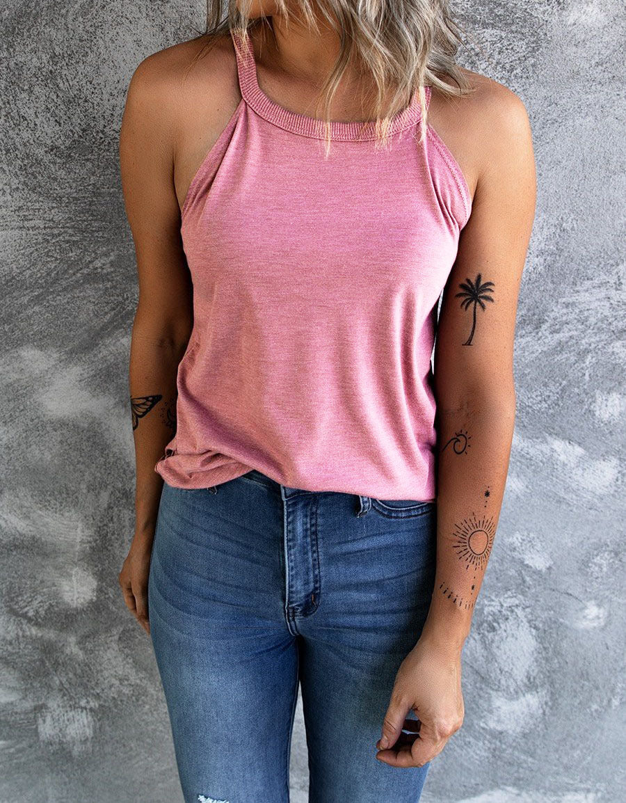 Dame afslappet bomulds-top med høj krave og løs pasform Stilla