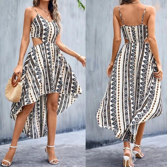 Dame Cut-Out Maxikjole med asymmetrisk søm og legende blomsterprint Stilla