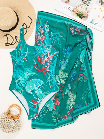 Dame Badetøj-Sæt med blomstret design og elegant omviklet nederdel Stilla