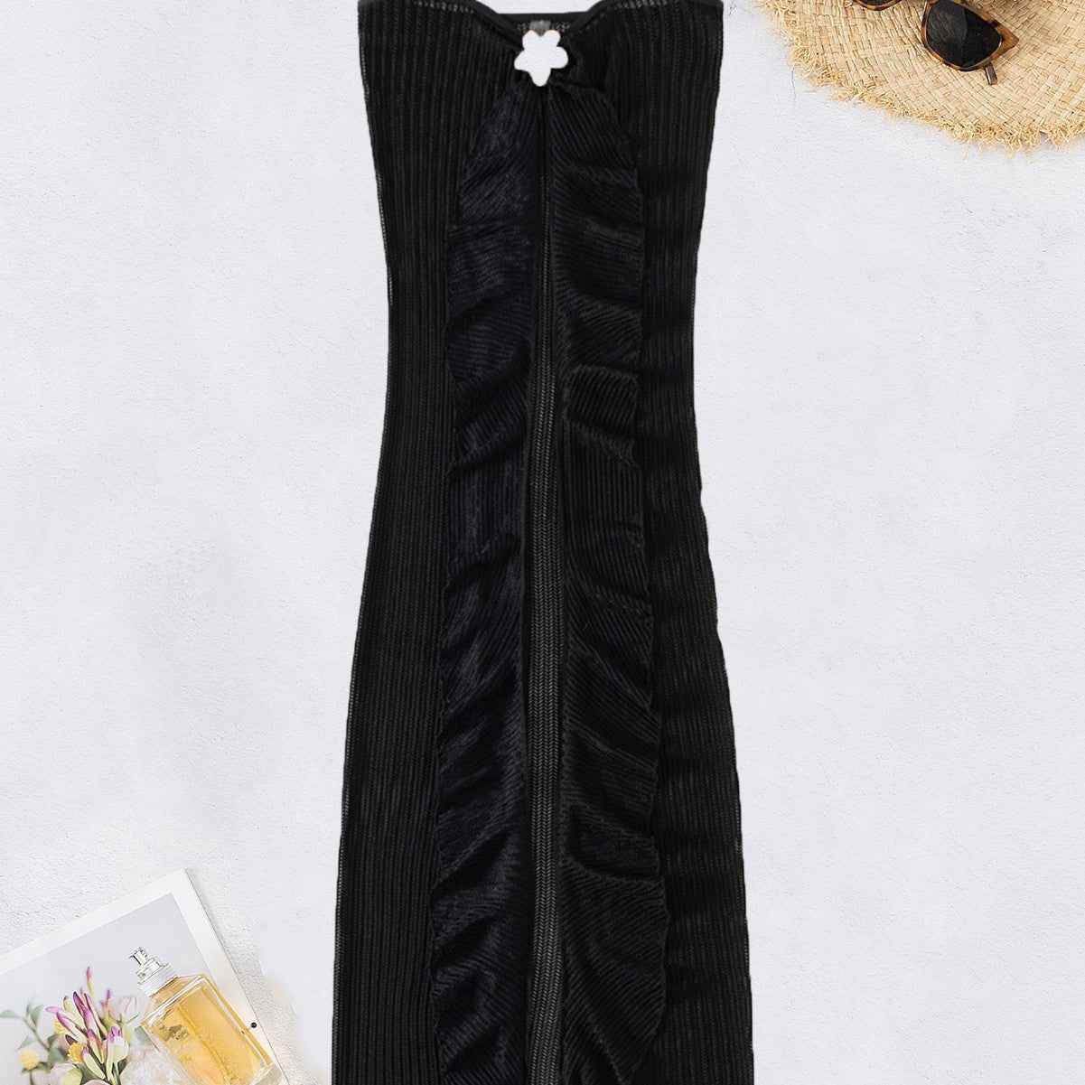 Dame Elegant flydende bade nederdel med sidelange slids og dekorativ lukning Stilla