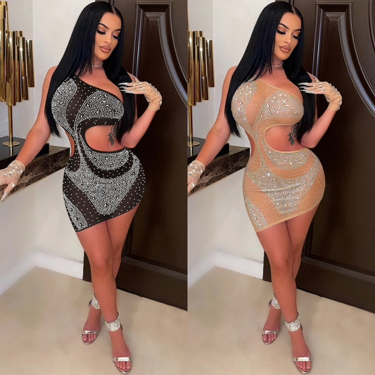 Dame Cut-Out Minikjole med strassdekorerede accenter Stilla