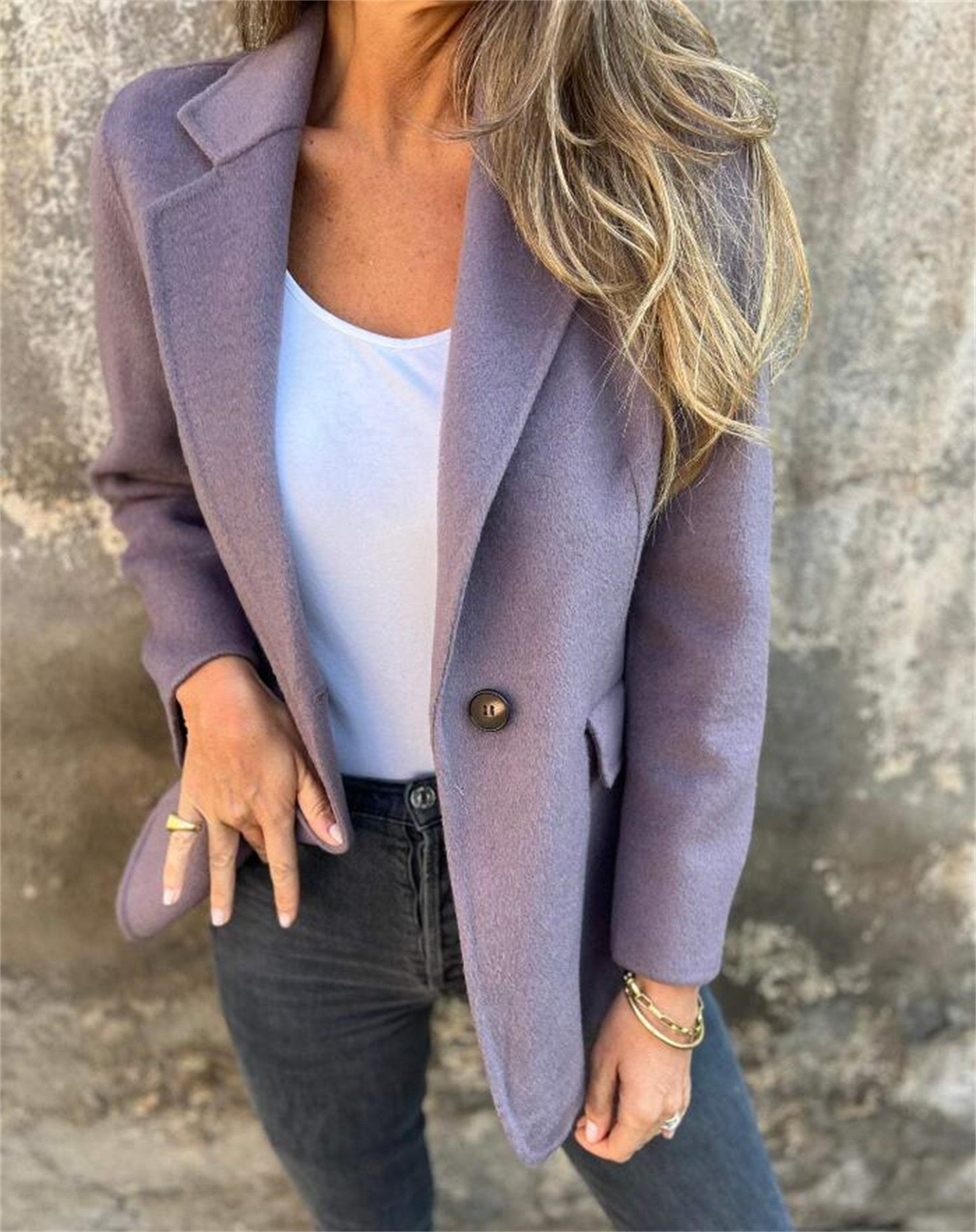 Dame elegant Boucle-blazer med afslappet snit Stilla