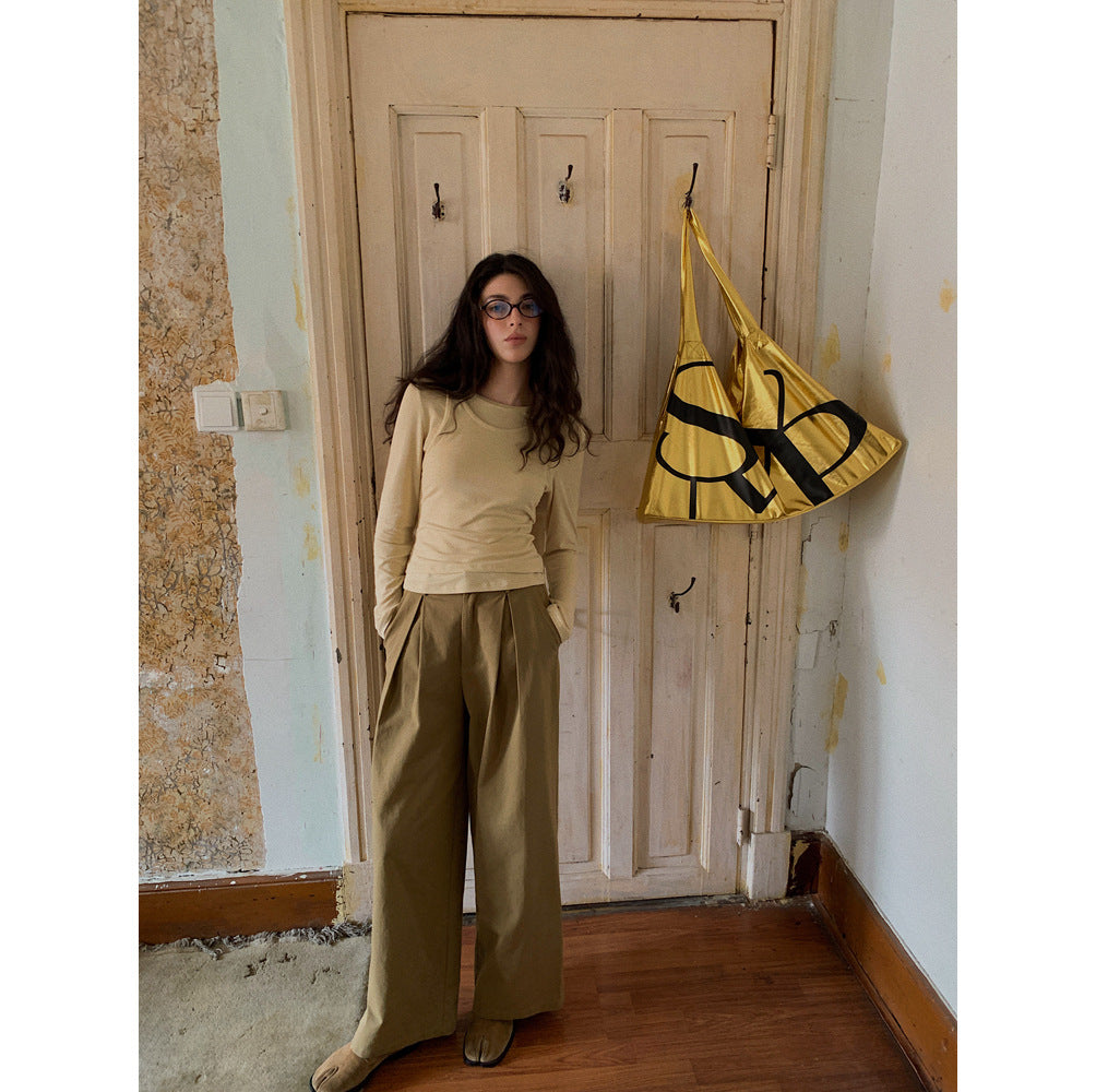 Dame afslappet longsleeve med dekorativt indpakningsdetalje Stilla