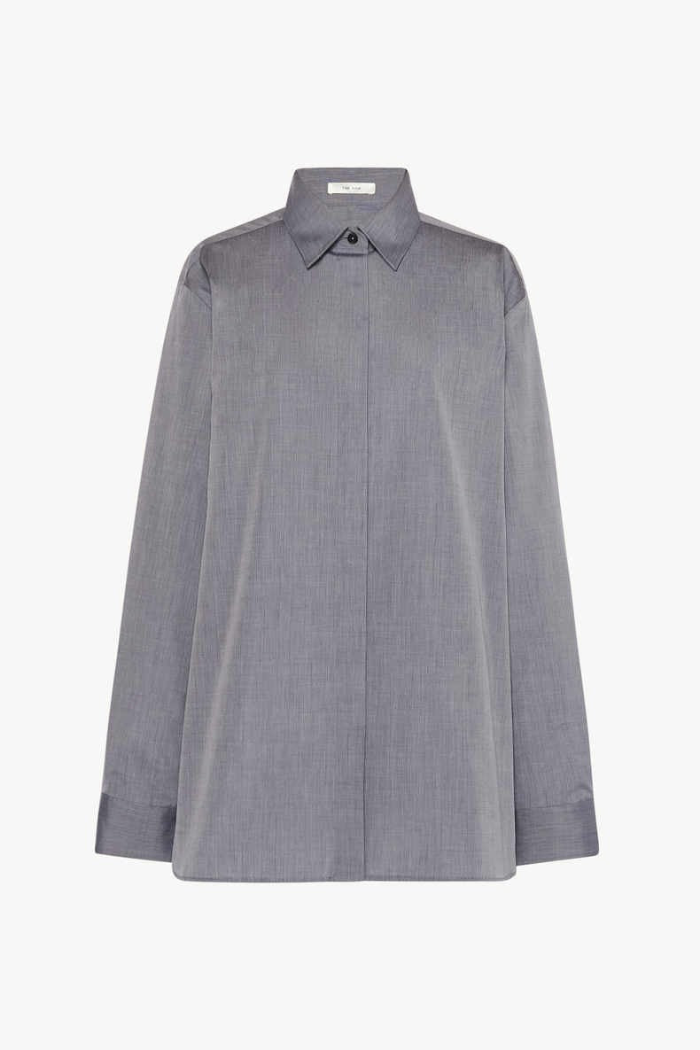 Dame afslappet langærmet skjorte i minimalistisk design med moderne snit og fin tekstur Stilla