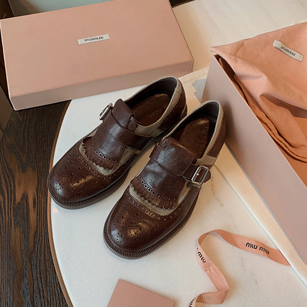 Femme Chic Brogue Stil Mary Jane Sko Stilla