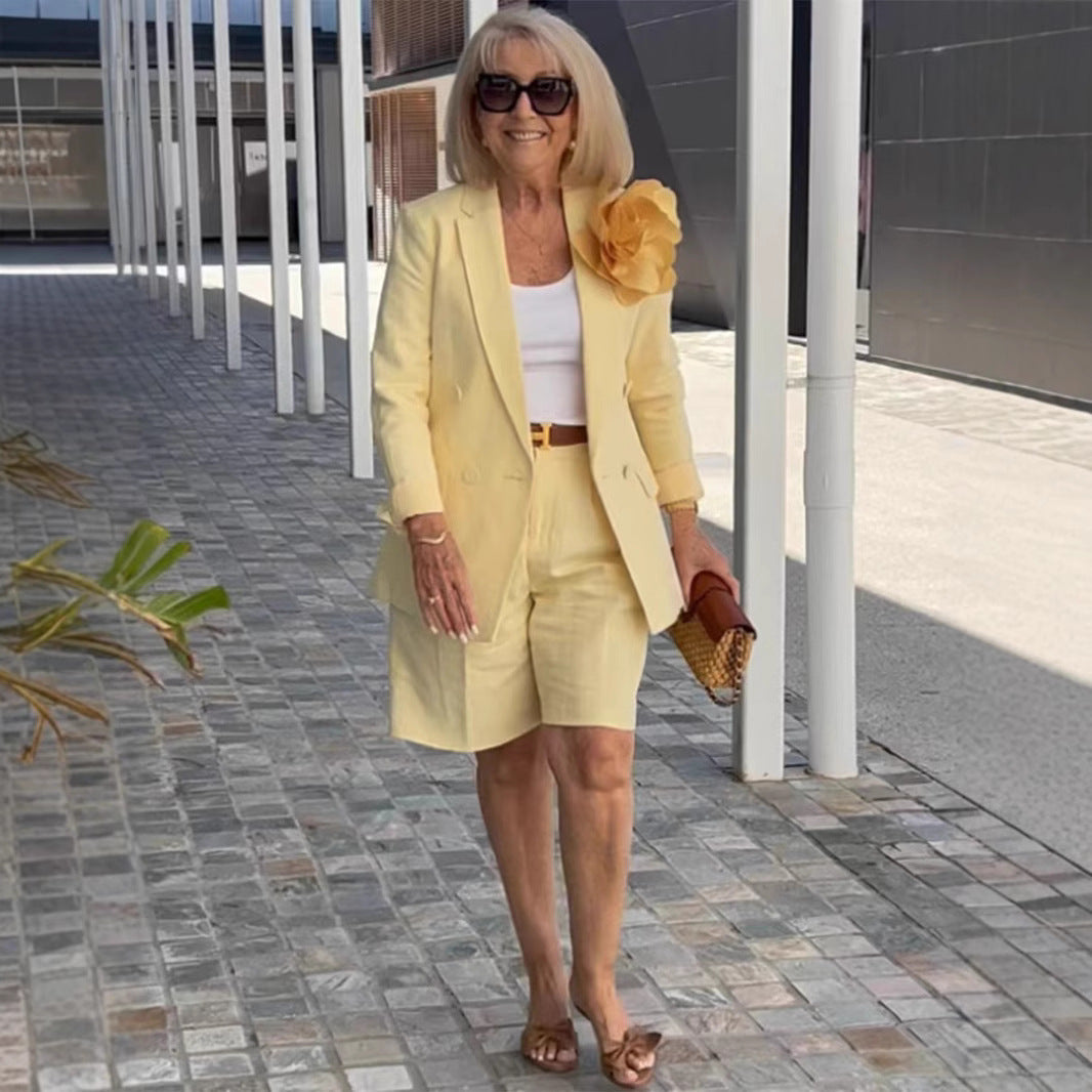 Dame Elegant fritidsblazer-sæt med shorts Stilla