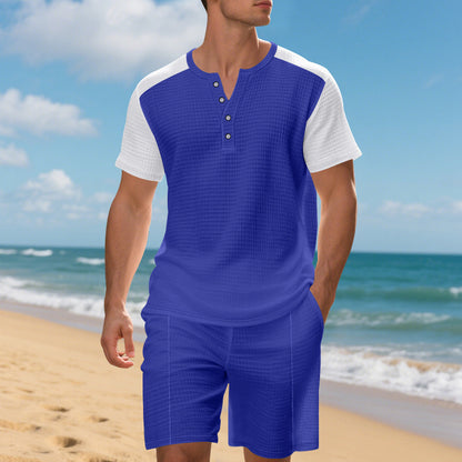 Herren afslappet shorts- og T-shirt-sæt med struktureret overflade Stilla