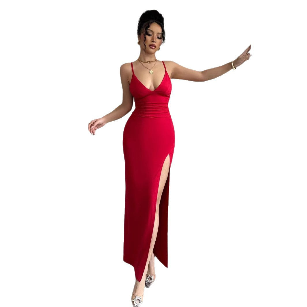 Dame Elegant Figurtilpasset Maxikjole med dyb splits Stilla