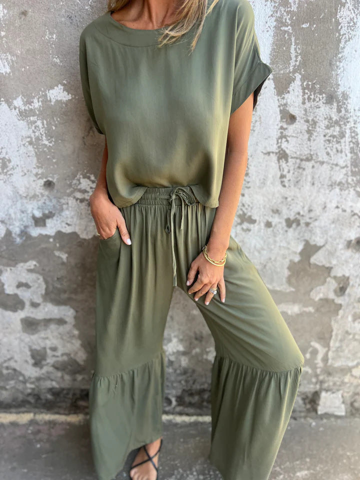Dame løs jumpsuit med bredt ben og elastisk talje Stilla