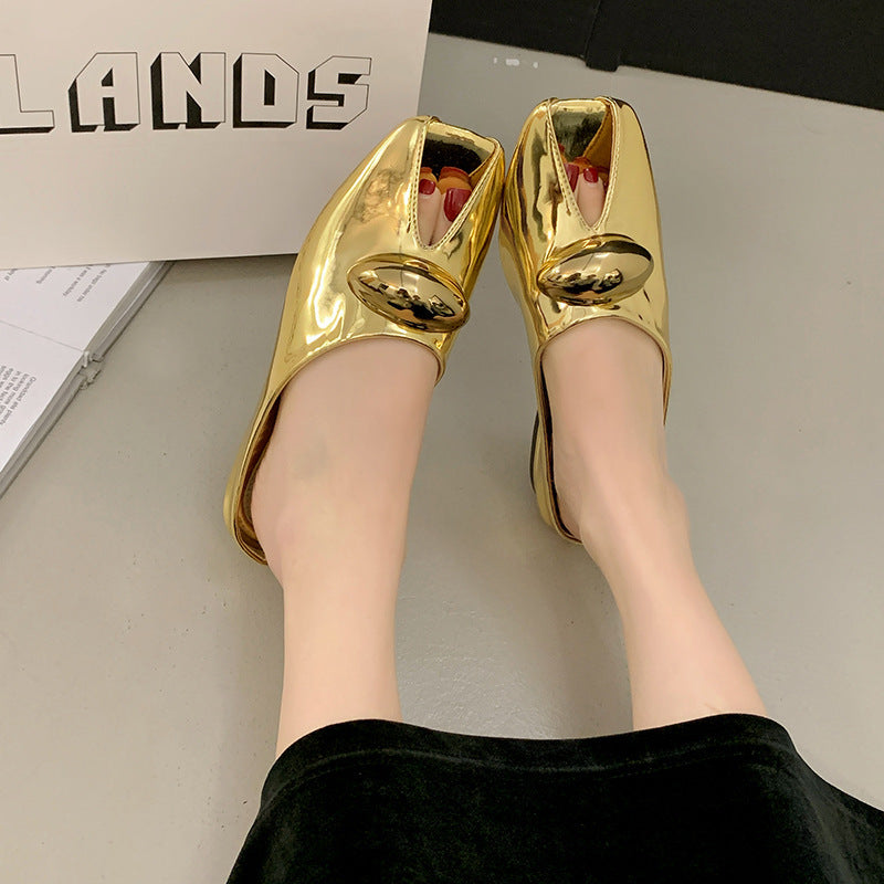 Dame Åbne Tå Slides med dekorativ metallic-accents Stilla