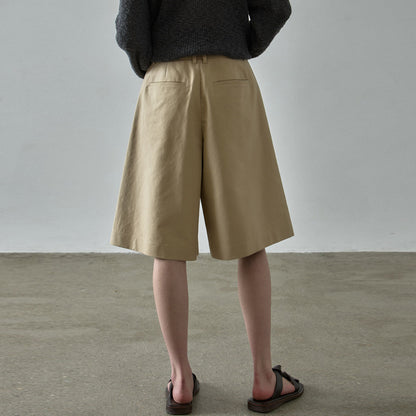 Dame brede bomulds-chino-shorts med elegant snit og praktiske lommer Stilla