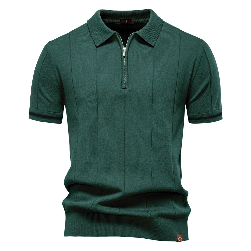 Herre polo T-shirt med sporty lynlås Stilla