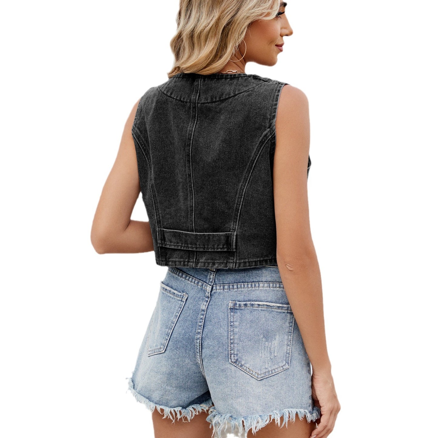 Dame Denim-vest i stilfuld vintage-look Stilla