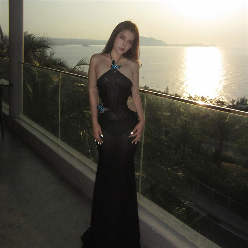 Dame Elegant gennemsigtigt maxikjole med raffinerede detaljer Stilla