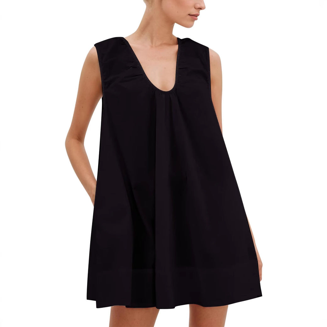 Dame afslappet maxikjole med dyb V-udskæring og bred pasform Stilla