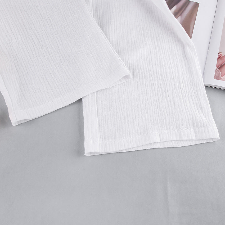 Dame afslappet skjorte- og bukse-sæt med struktureret overflade Stilla