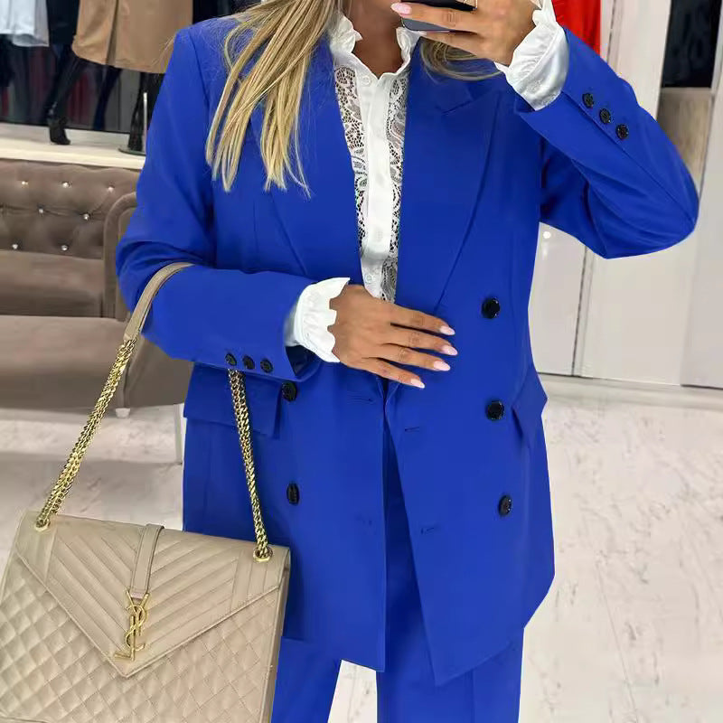 Dame Dobbelt-knappet Blazer-sæt med elegante detaljer Stilla