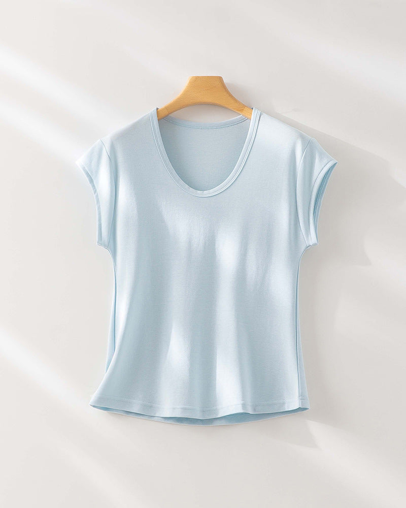 Femme Cap Sleeve Modal Blandingsmateriale Top Stilla