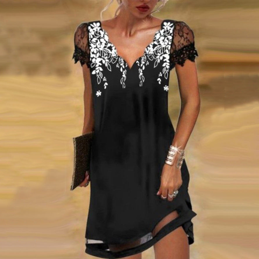 Dame Elegant Floral Blondekjole Stilla