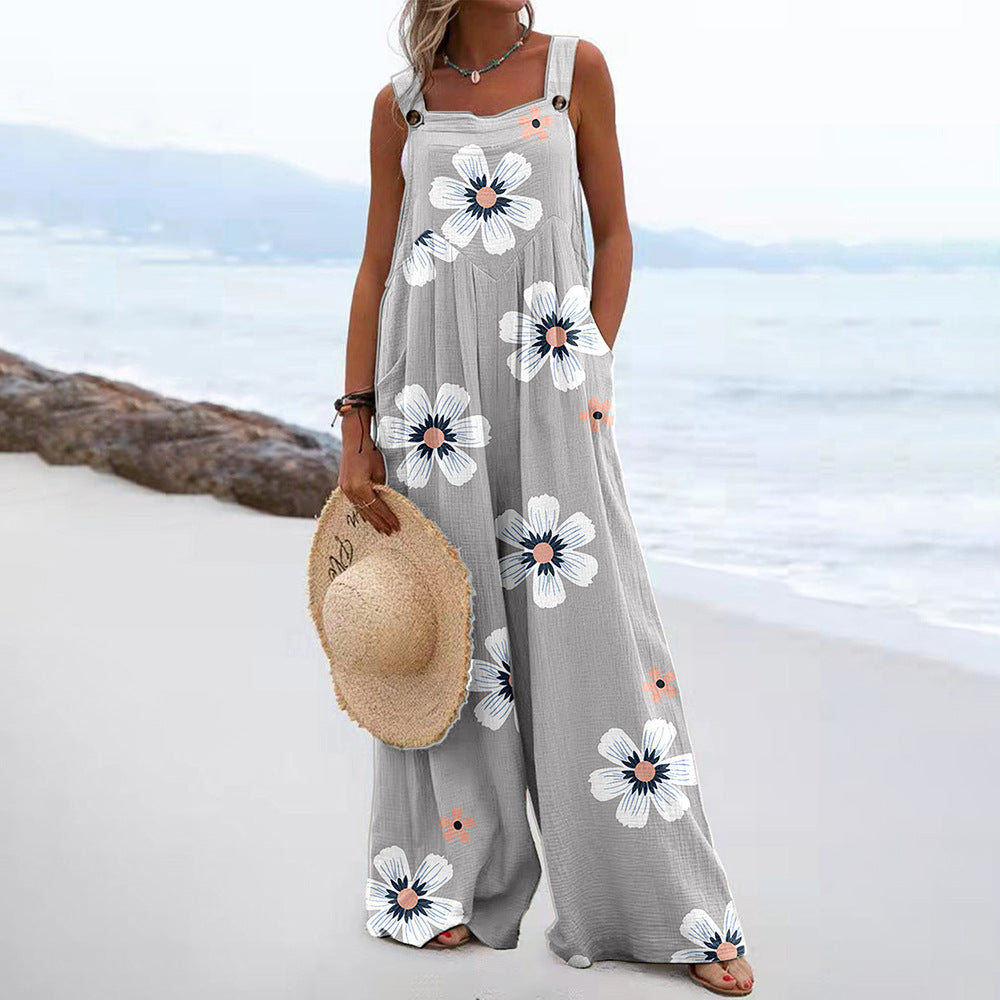 Dame Løs Jumpsuit med floraltryk og bredt ben Stilla