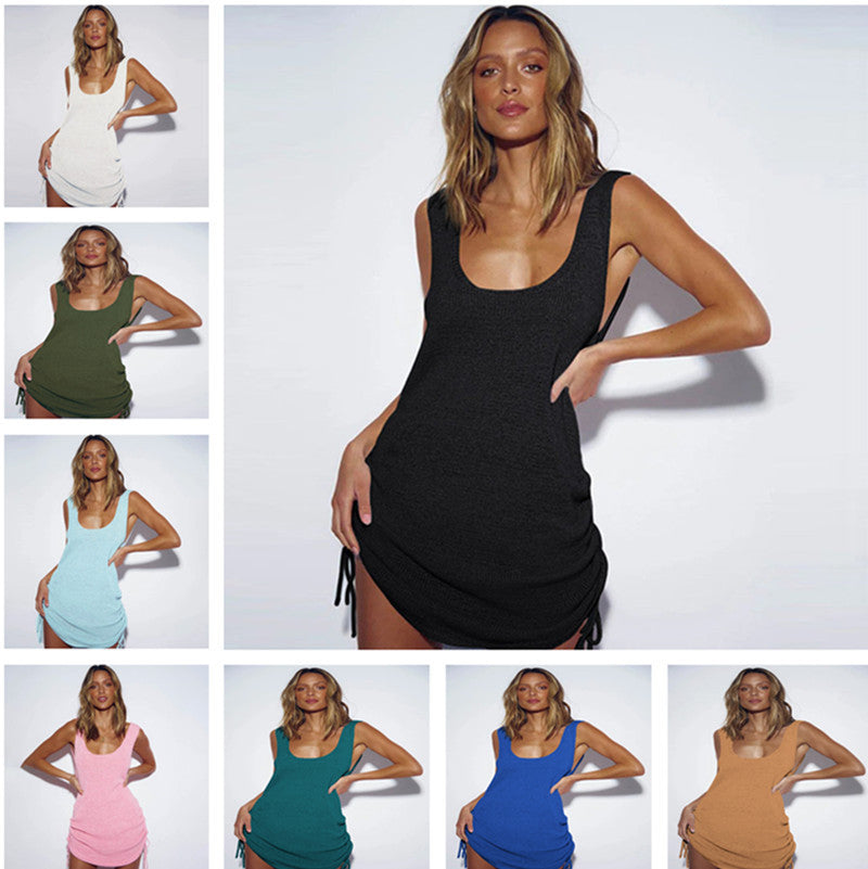 Dame afslappet strandkjole med justerbare stropper og raffineret design Stilla