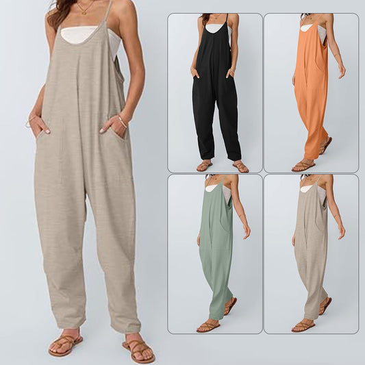 Dame afslappet jumpsuit med praktiske lommer og justerbare stropper Stilla