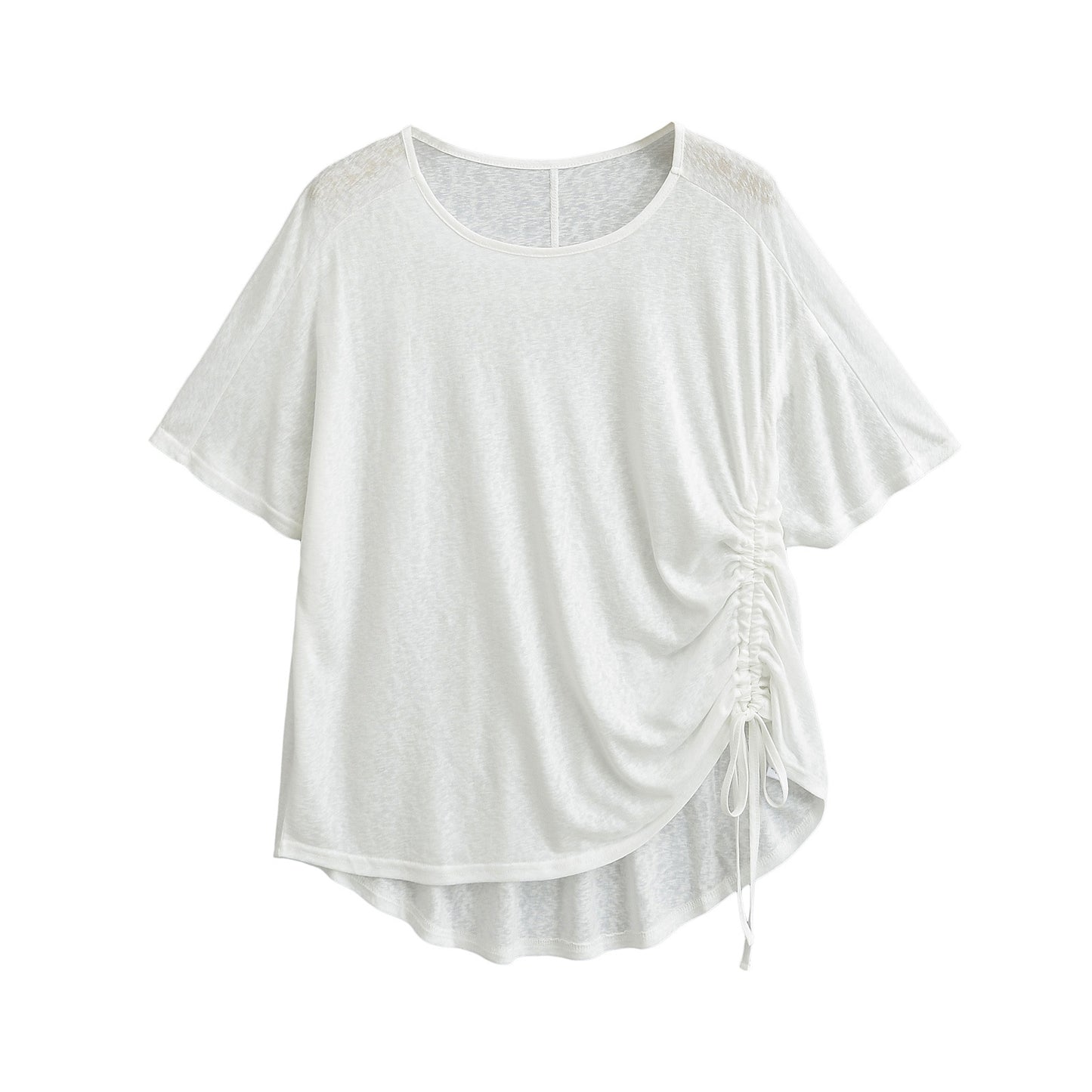 Dame afslappet indpakningsbluse med elegante rynker Stilla