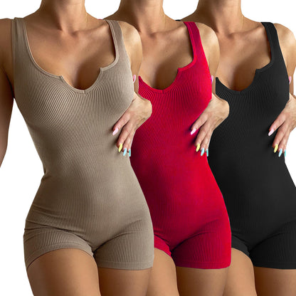 Dame figursyet Rib-Bodysuit med V-hals Stilla