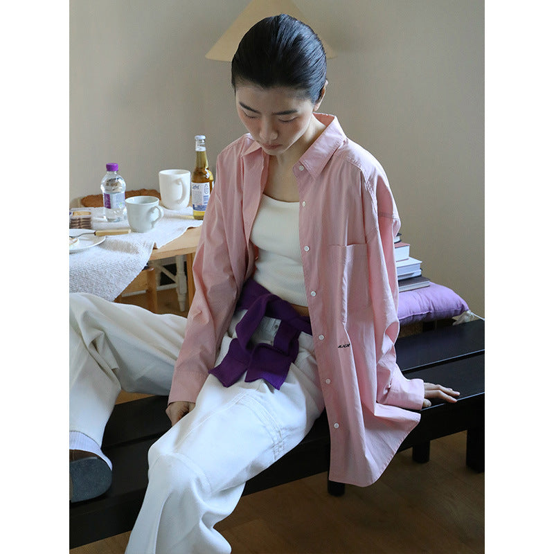 Dame afslappet langærmet skjorte med moderne snit og praktisk lomme-design Stilla