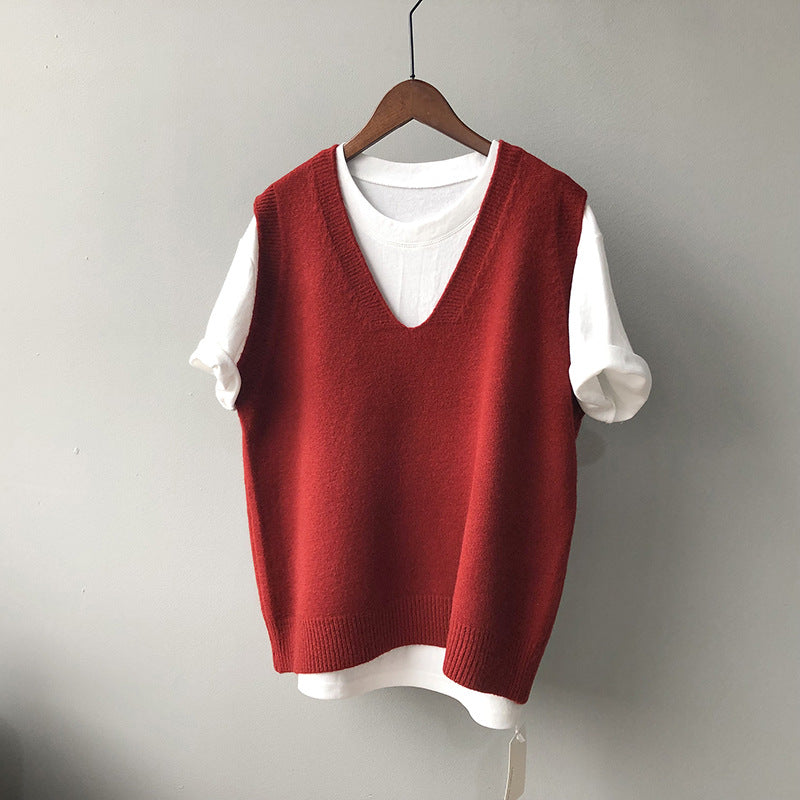 Dame ærmeløs V-Pullover i blødeste cashmere-blanding med elegant snit Stilla