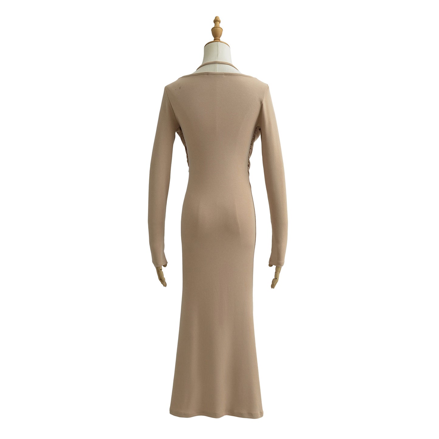 Dame elegant langærmet kjole med raffineret dråbeudskæring Stilla
