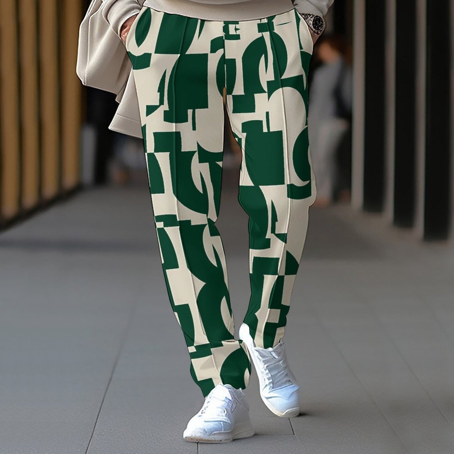 Dame afslappede bukser med moderne grafisk mønster Stilla