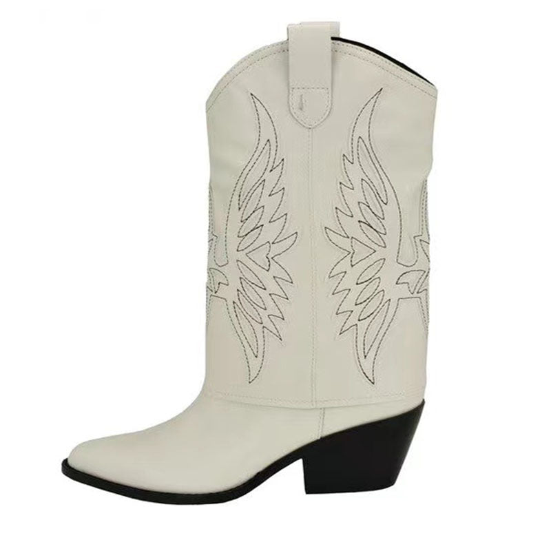 Femme Western-stil cowboy-støvler med dekorativt vinger-design Stilla