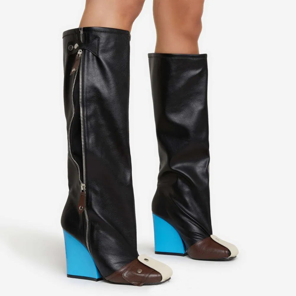 Dame Over-the-Knee Fashion Stiletto Støvler med iøjnefaldende kontrasthæl Stilla
