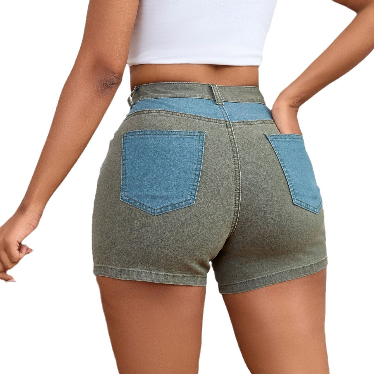 Dame mode Jeans-shorts med individuelle farvedetaljer Stilla