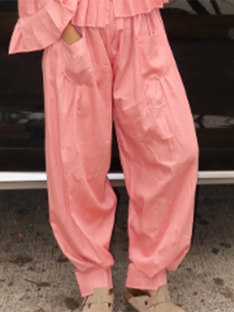 Dame afslappede harem bukser med elastisk talje og praktiske lommer Stilla