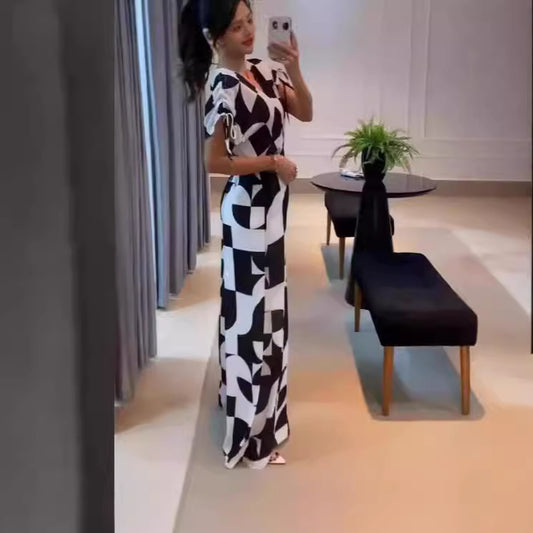 Dame jumpsuit med geometrisk mønster Stilla