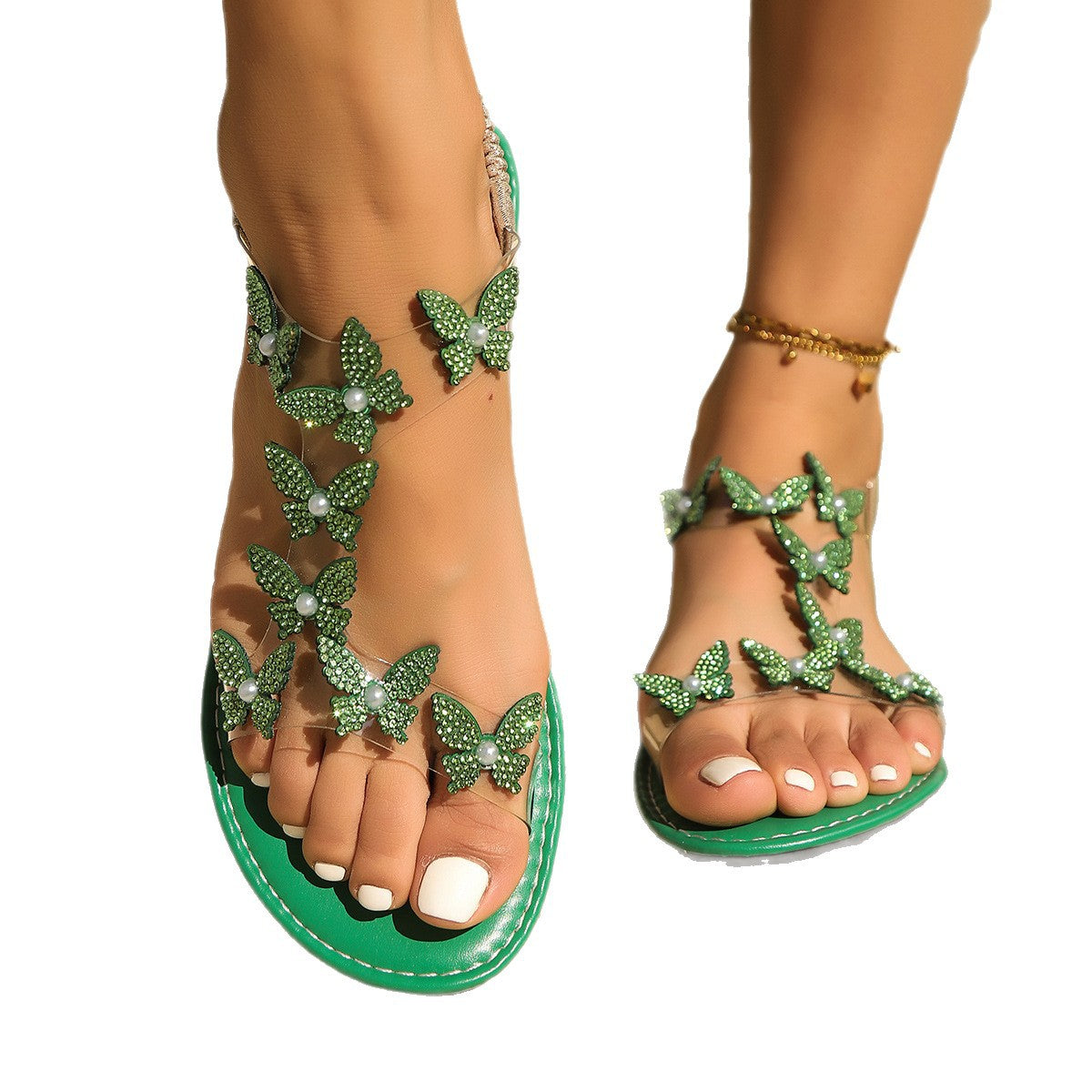 Dame Dekorative Strass Sandaler Stilla