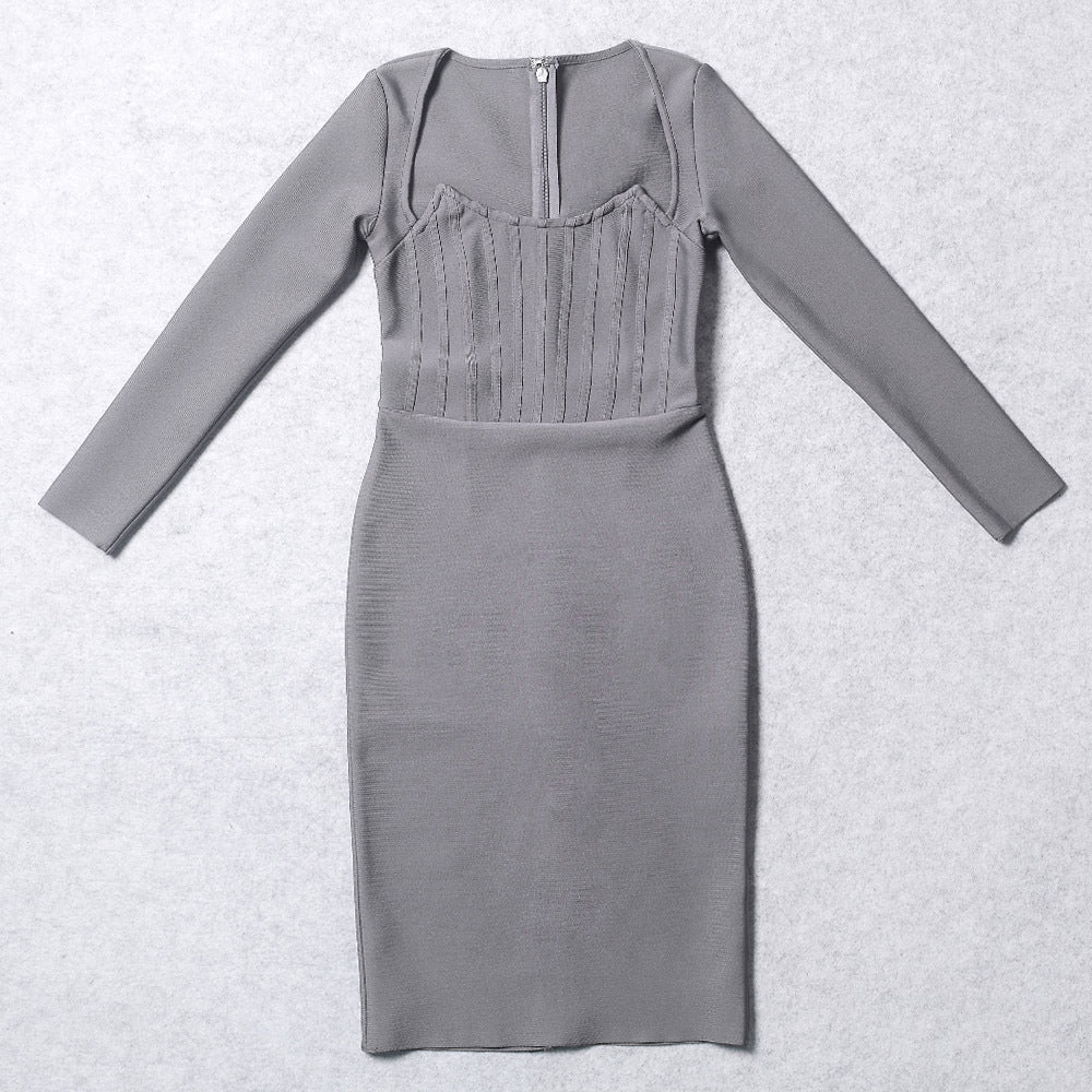 Dame Elegant figursyet Midi-Kjole med struktureret Bustier-overdel Stilla