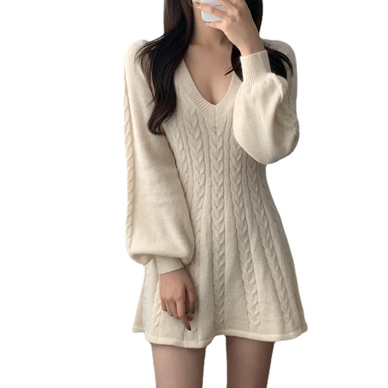 Femme Kabelstrik Pullover Kjole Stilla
