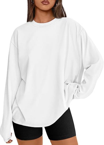 Dame afslappet langærmet skjorte med overdimensioneret pasform og rund halsudskæring Stilla