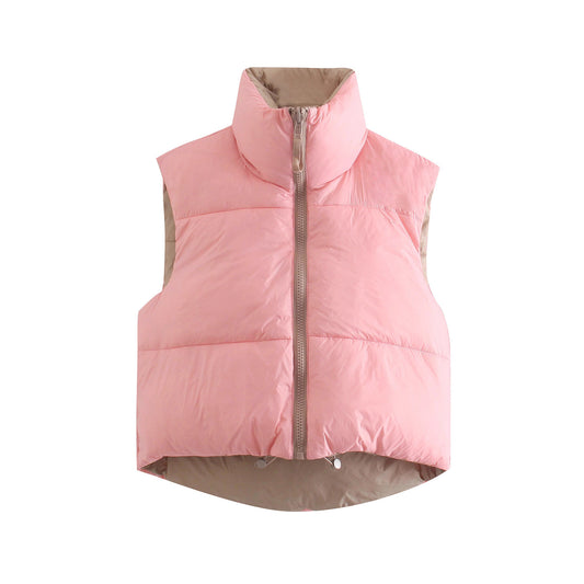 Dame quiltet vest med høj hals og praktisk lynlås Stilla