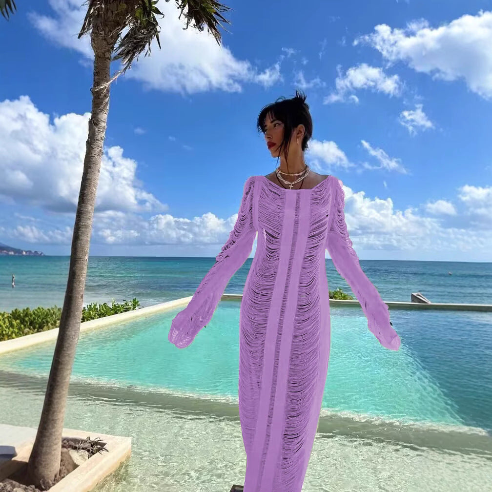 Dame Elegant gennemsigtigt kjole med raffineret ruffles-design Stilla