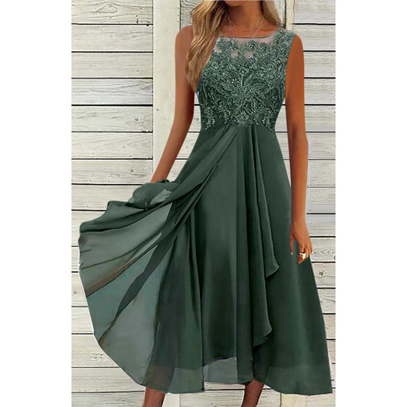 Dame elegant cocktailkjole med kunstneriske spids detaljer Stilla