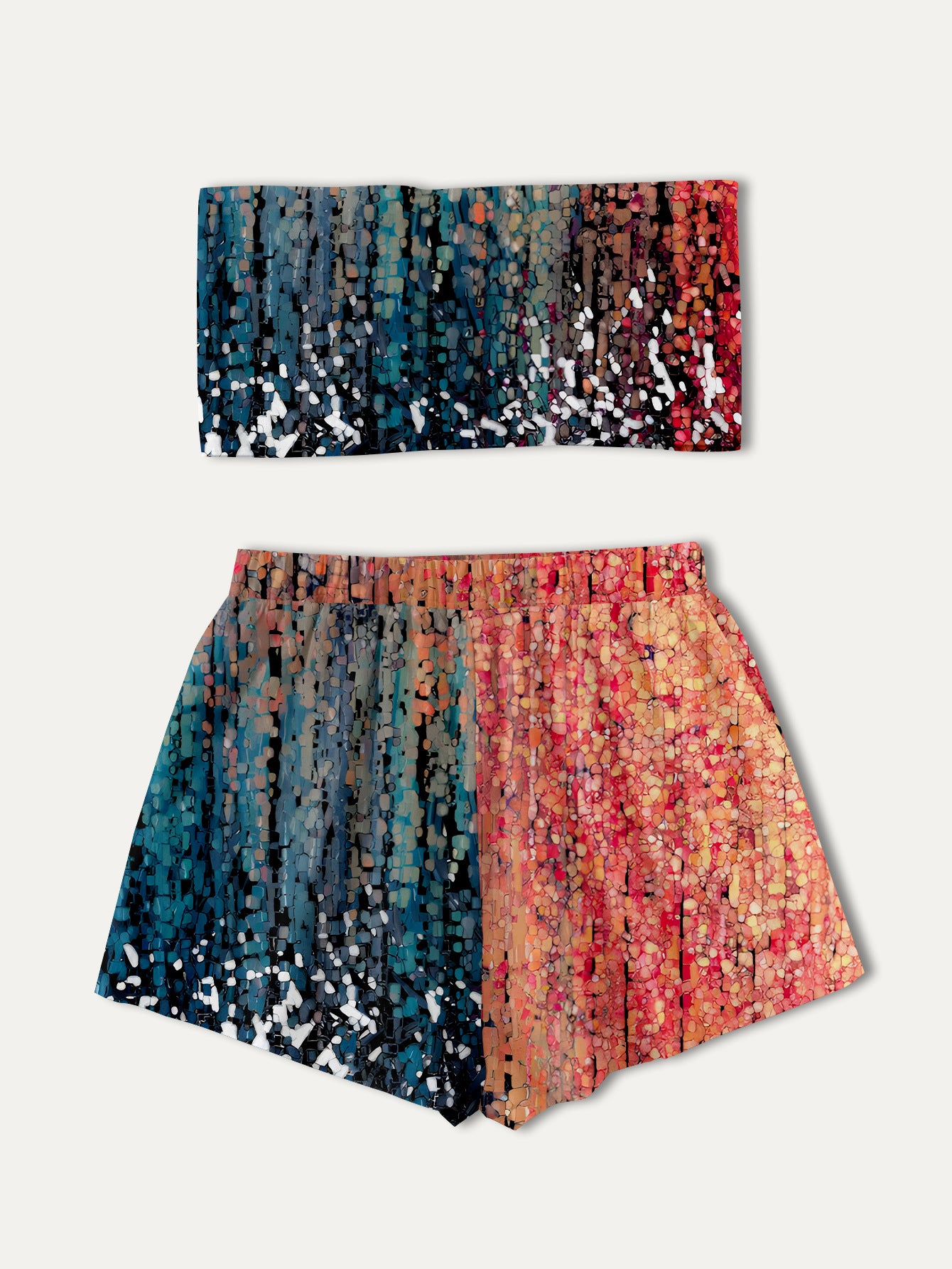 Dame cropped Top og Shorts Sæt Stilla