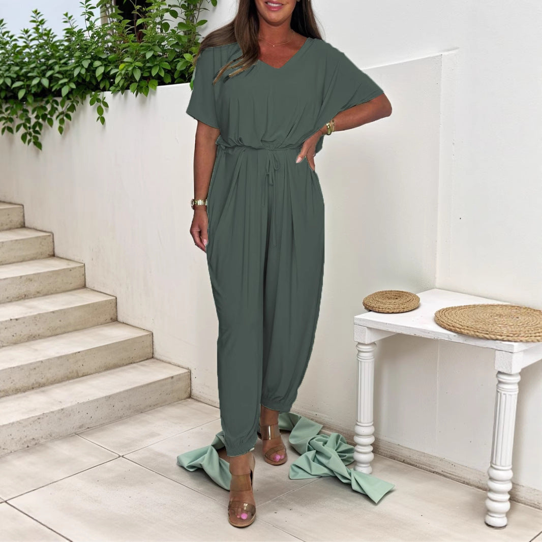 Dame jumpsuit med taljering og vide ben Stilla