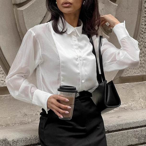 Dame Elegant Bluse med strukturerede detaljer og moderne krave Stilla