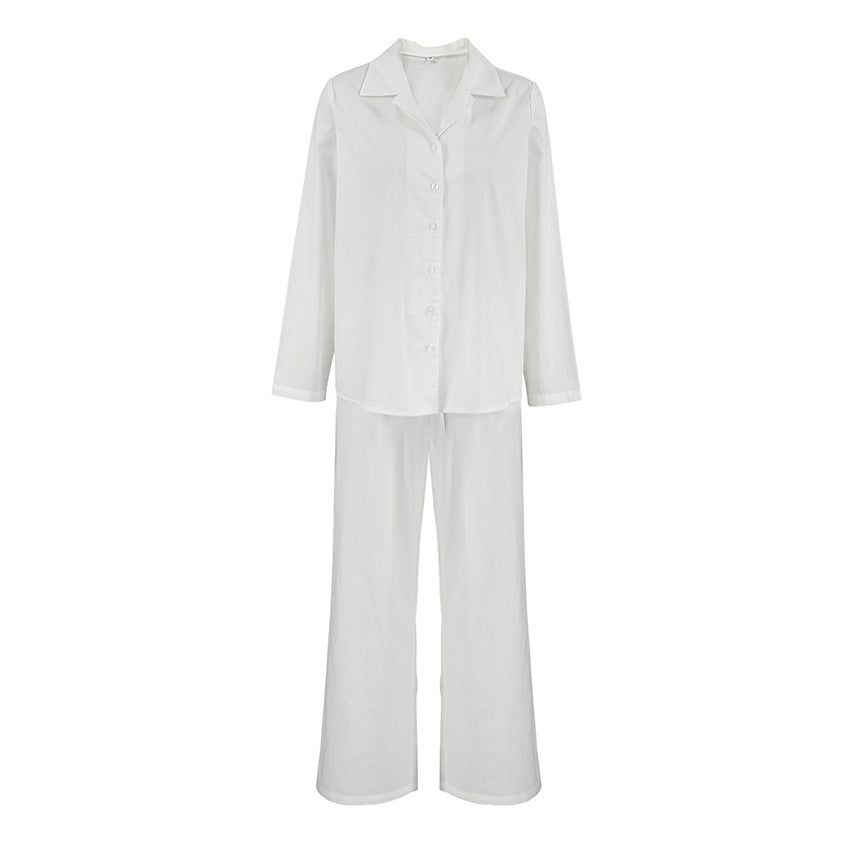 Dame afslappet cropped pyjamasæt med knapdetaljer og elastisk linning Stilla