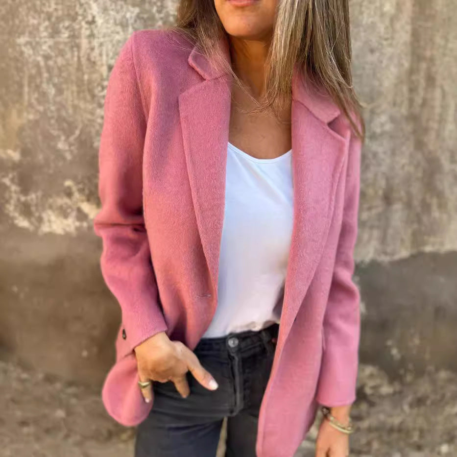 Dame elegant Boucle-blazer med afslappet snit Stilla