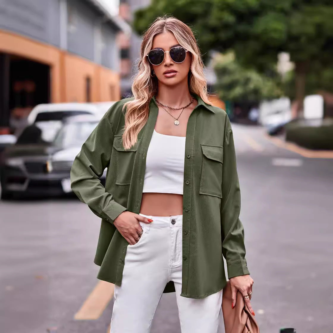 Dame afslappet skjorte med praktisk lomme-design Stilla